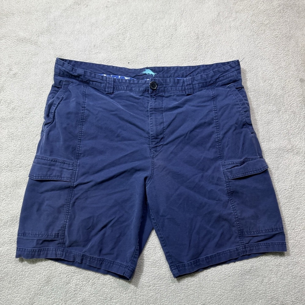 Tommy Bahama Shorts Mens 42 Blue Cargo Pockets Mid Rise Cotton Blend Meas 41x9.5